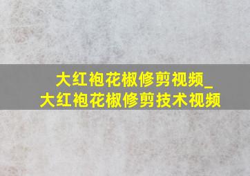 大红袍花椒修剪视频_大红袍花椒修剪技术视频