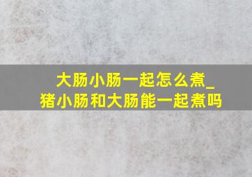 大肠小肠一起怎么煮_猪小肠和大肠能一起煮吗