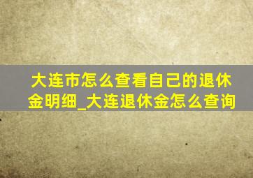 大连市怎么查看自己的退休金明细_大连退休金怎么查询