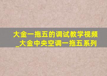 大金一拖五的调试教学视频_大金中央空调一拖五系列