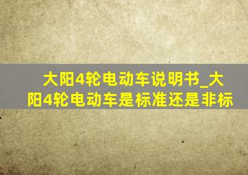 大阳4轮电动车说明书_大阳4轮电动车是标准还是非标