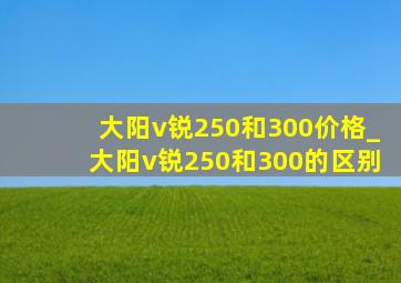 大阳v锐250和300价格_大阳v锐250和300的区别