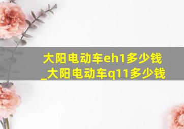 大阳电动车eh1多少钱_大阳电动车q11多少钱