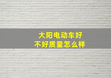 大阳电动车好不好质量怎么样