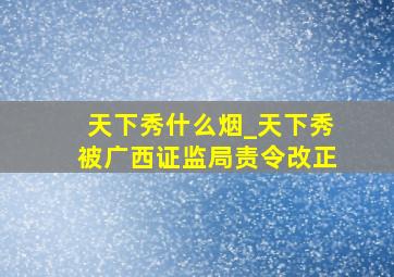 天下秀什么烟_天下秀被广西证监局责令改正