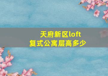 天府新区loft复式公寓层高多少