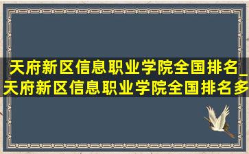 天府新区信息职业学院全国排名_天府新区信息职业学院全国排名多少