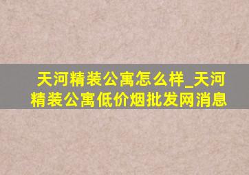 天河精装公寓怎么样_天河精装公寓(低价烟批发网)消息