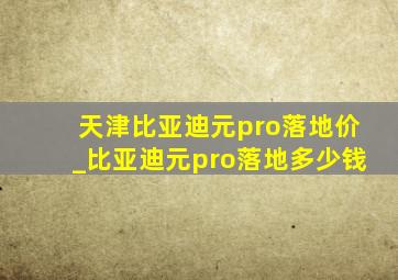 天津比亚迪元pro落地价_比亚迪元pro落地多少钱