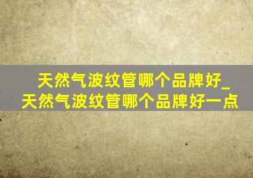 天然气波纹管哪个品牌好_天然气波纹管哪个品牌好一点