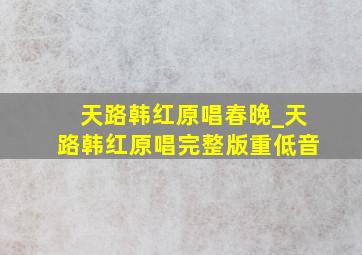 天路韩红原唱春晚_天路韩红原唱完整版重低音