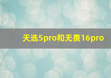 天选5pro和无畏16pro