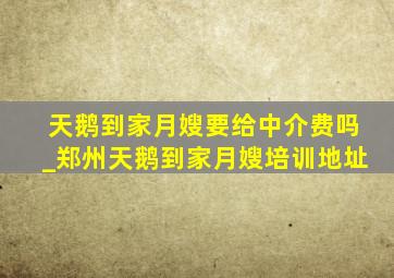 天鹅到家月嫂要给中介费吗_郑州天鹅到家月嫂培训地址