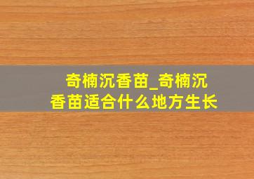 奇楠沉香苗_奇楠沉香苗适合什么地方生长