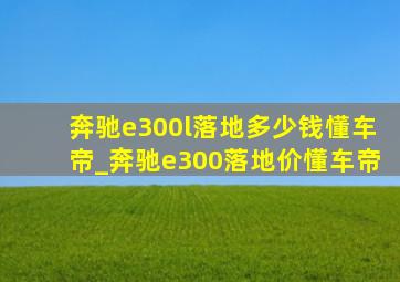 奔驰e300l落地多少钱懂车帝_奔驰e300落地价懂车帝