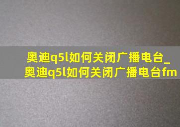 奥迪q5l如何关闭广播电台_奥迪q5l如何关闭广播电台fm