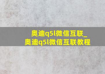 奥迪q5l微信互联_奥迪q5l微信互联教程