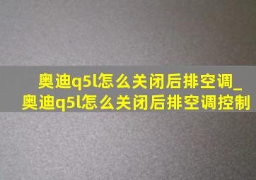 奥迪q5l怎么关闭后排空调_奥迪q5l怎么关闭后排空调控制