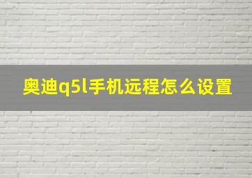 奥迪q5l手机远程怎么设置