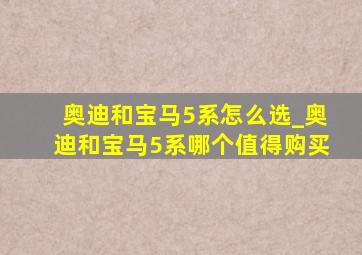 奥迪和宝马5系怎么选_奥迪和宝马5系哪个值得购买