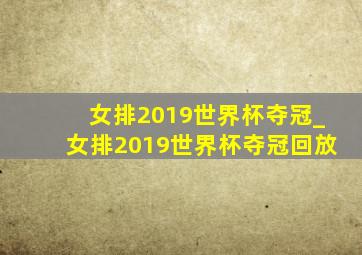 女排2019世界杯夺冠_女排2019世界杯夺冠回放