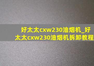 好太太cxw230油烟机_好太太cxw230油烟机拆卸教程