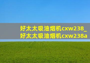 好太太吸油烟机cxw238_好太太吸油烟机cxw238a