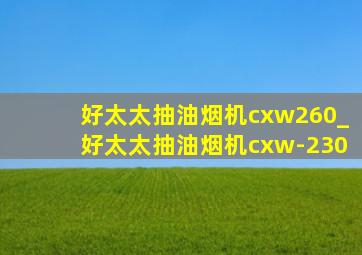 好太太抽油烟机cxw260_好太太抽油烟机cxw-230