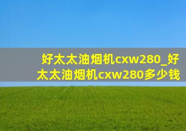 好太太油烟机cxw280_好太太油烟机cxw280多少钱