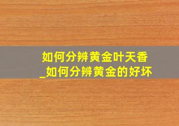 如何分辨黄金叶天香_如何分辨黄金的好坏