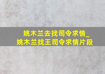 姚木兰去找司令求情_姚木兰找王司令求情片段