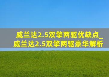 威兰达2.5双擎两驱优缺点_威兰达2.5双擎两驱豪华解析