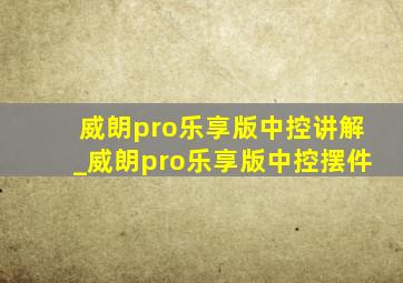 威朗pro乐享版中控讲解_威朗pro乐享版中控摆件