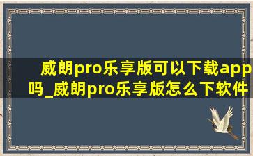 威朗pro乐享版可以下载app吗_威朗pro乐享版怎么下软件