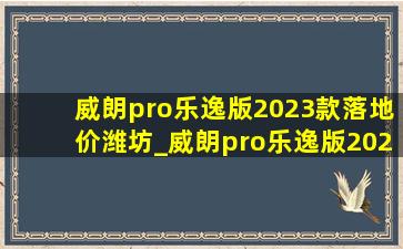 威朗pro乐逸版2023款落地价潍坊_威朗pro乐逸版2023款落地价