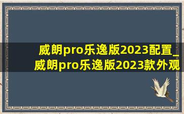 威朗pro乐逸版2023配置_威朗pro乐逸版2023款外观