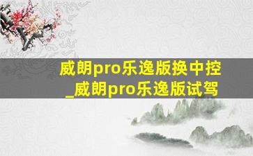 威朗pro乐逸版换中控_威朗pro乐逸版试驾