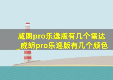 威朗pro乐逸版有几个雷达_威朗pro乐逸版有几个颜色