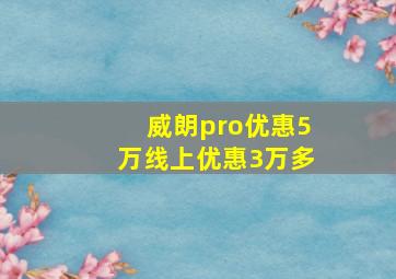 威朗pro优惠5万线上优惠3万多