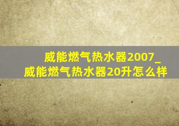 威能燃气热水器2007_威能燃气热水器20升怎么样