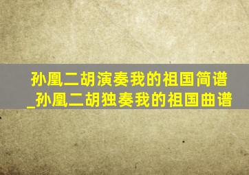 孙凰二胡演奏我的祖国简谱_孙凰二胡独奏我的祖国曲谱