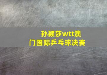 孙颖莎wtt澳门国际乒乓球决赛