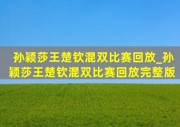 孙颖莎王楚钦混双比赛回放_孙颖莎王楚钦混双比赛回放完整版