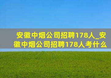 安徽中烟公司招聘178人_安徽中烟公司招聘178人考什么