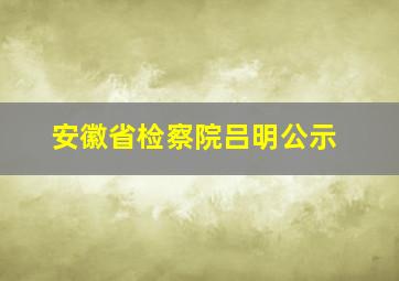 安徽省检察院吕明公示