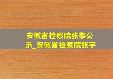 安徽省检察院张黎公示_安徽省检察院张宇