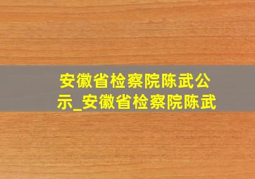 安徽省检察院陈武公示_安徽省检察院陈武