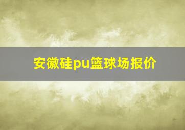 安徽硅pu篮球场报价