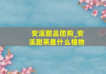 安溪甜品团购_安溪甜茶是什么植物