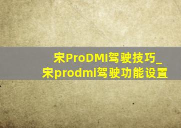 宋ProDMI驾驶技巧_宋prodmi驾驶功能设置